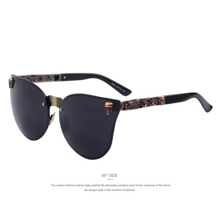 MERRYS Mode Dam Gothic Glasögon Skalle Ram Metall Tempel Oculos de sol UV400