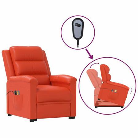 Vidaxl Massagefåtölj Med Uppresningshjälp Röd Konstläder Röd