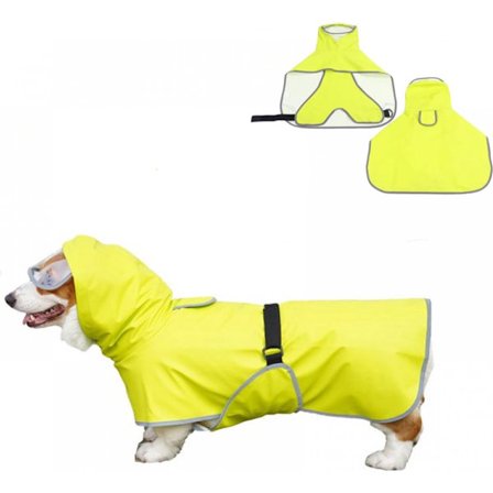 ING Hundregnjacka med huva - Vattentät hundregnjacka med reflexremsor (2-3 kg) - Ljusgrön