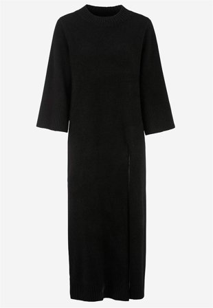 Cellbes of Sweden - Strikket kjole med høy splitt i svart for damer i størrelse 42/44