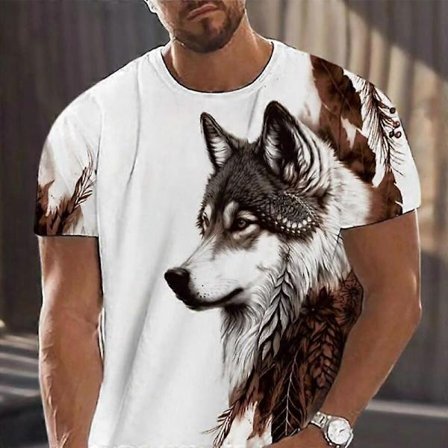 Ny sommar herr mode T-shirt personlighet varg tryckt herr T-shirt topp