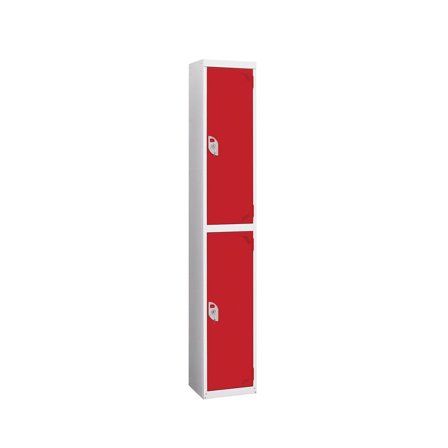 Wet area locker, 2 doors, 1800x300x300 mm, red