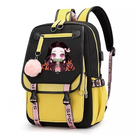 Demon Slayer Nezuko Ryggsäckar för Män Anime Skolväska för Tonåring Canvas Laptop Ryggsäck Kvinnor Ryggsäck Anime Nezuko Ryggsäck