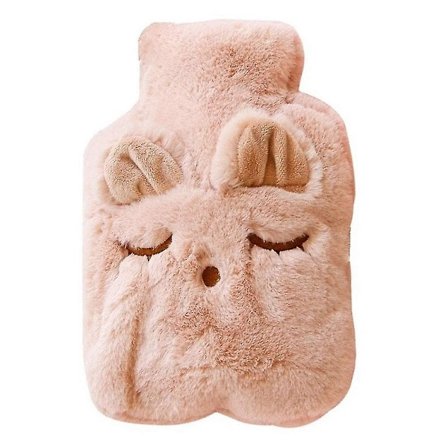 Varmtvandsflaske med Betræk, Blødt Plysbetræk, Holdbart og Sikkert, 1 Liter