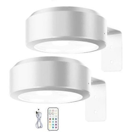 Vegglampe med trådløst bilde, fjernkontroll, dimbar, batteridrevet, justerbar 13-fargers RGB-malerilampe - Perfet