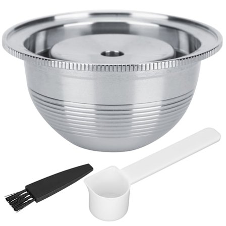 Rustfritt stål gjenbrukbar kaffekapselskall skje børste sett passer for vertuo plus kaffemaskin