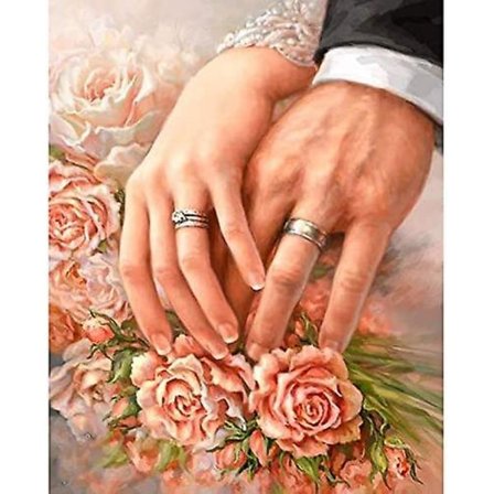 5D DIY Diamantbroderi Rose Bryllupsring Bilde Diamant Rund Rhinestone Inlay Veggdekorasjon