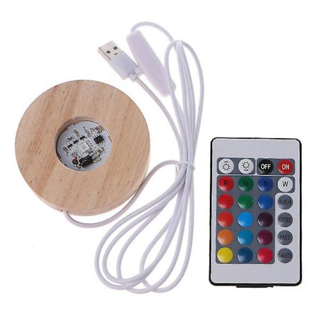 Harpiks Display Træ Led 12 Farver Rgb Justerbar Lys Base Med Fjernbetjening