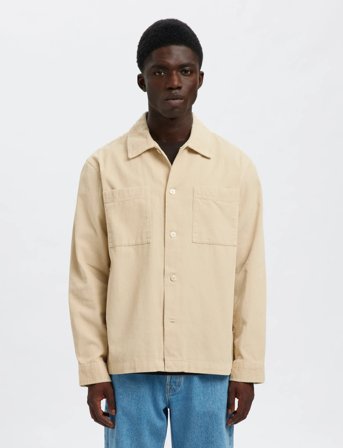 Selected Slhregtate Cord Overshirt - Beige - S