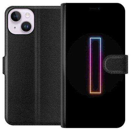 Kompatibelt Lommeboketui til Apple Apple iPhone 15 Minimalistisk neonbokstav I i regnbuefarger mot mørk bakgrunn