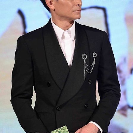 Mote Herre Dress Svart Rhinestone Dusk Kjede Brosje Pin Kostyme Tilbehør