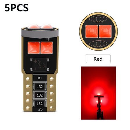 5 stk LED pærer Canbus bil interiør pærer RØDE