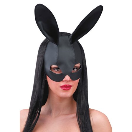 Ansiktsmask - Fake leather black rabbit mask