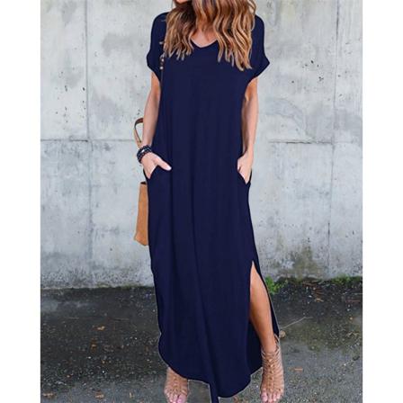Plus Size 5xl Sexig Damklänning Sommar Solid Casual Kort Ärm