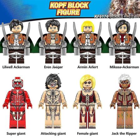 8 kpl / set Attack On Titan Minifiguuri Rakennuspalikat kootut Toimintahahmot Lelut lapsille Lahjat
