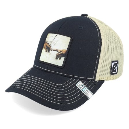 Public Domain - Hands Of God & Adam Vegas Gold Trucker Trucker Black Cap - @ Hatstore