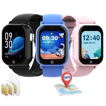 4G GPS+LBS+WIFI Smartklocka Stegräknare mm för barn. Sim-kort Medföljer