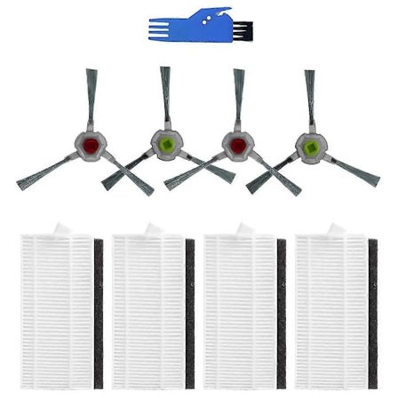 9 stk. Reservedele til P20 Robotstøvsuger - Vaskbare Sidebørster, HEPA-filtre, Rengøring