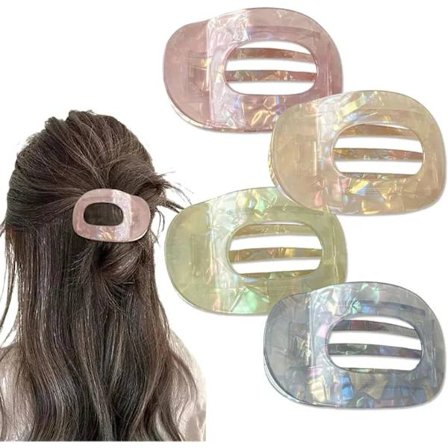 4-pak Acetat Flade Hårklemmer, Flad Klemme til Kvinder, Skildpaddemønstret Leopard Flad Hårklemme til Tykt og Tyndt Hår, Bekväm_yux