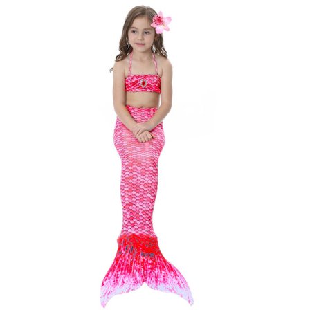 Børn og piger smuk havfruehale bikini sæt badedragt - 6-7 år, pink