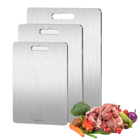 Titaaninen leikkuulauta, 3 kpl, titaaninen leikkuulauta, ruostumattomasta teräksestä valmistettu leikkuulauta keittiöön, ulkoiluun, retkeilyyn, 