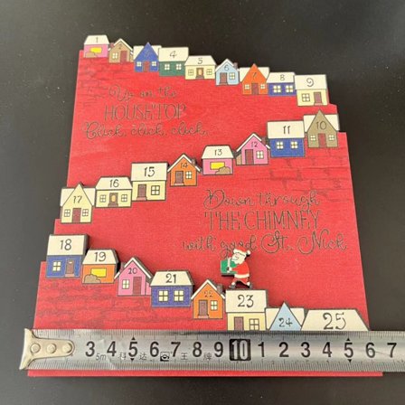 Joulupukin Linnan Joulukalenteri Joululahja Puinen Kalenteri Koristeet Sisustus [GKS]