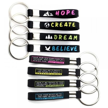 (12-pak) Inspirerende citat nøgleringe - Motiverende nøgleringe med citater
