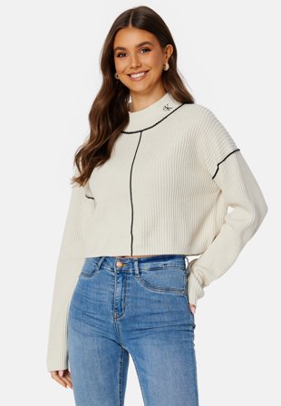 Calvin Klein Jeans Contrast Seaming Loose Sweater ACF Eggshell Klær