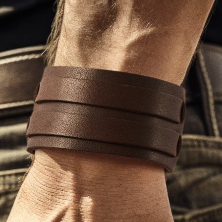 Gladius | Brown Full Grain Buffalo Leather Buckle Bracelet for Men - Wide bracelets
