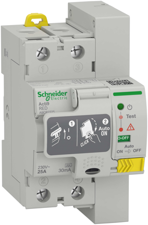 Schneider Electric Acti9 RED Jordfelsbrytare A, 2-polig 25A, 30mA, Anslutningsdon & kablar