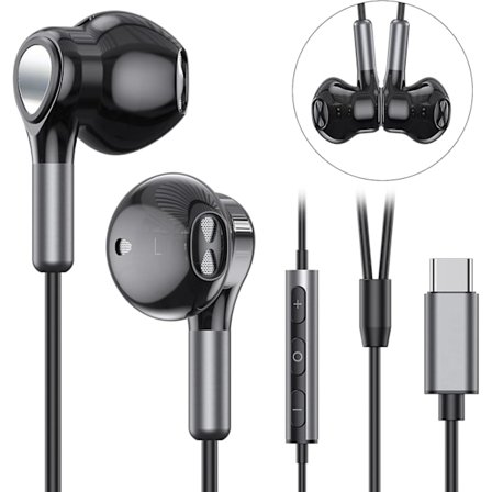 USB C Øretelefoner for Samsung Galaxy S23 Ultra S22 S21 FE S20 A53 A54 USB C Øretelefoner med Mikrofon In-ear Øretelefoner med Kabel Hodetelefoner USB