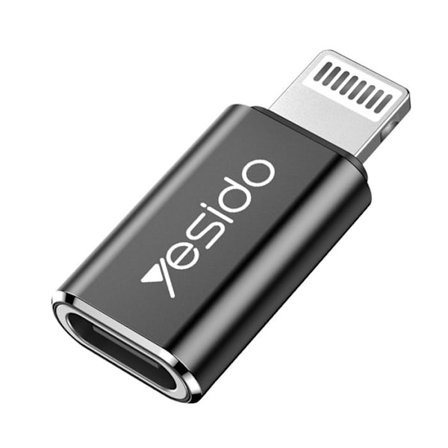 USB-C til Lightning-adapter til iPhone iPad Hurtigoverførsel og Opladning Yesido Sort