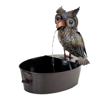 Fontän Trädgårdskonst Dekor Järn Djurform Skulptur med Vattenpump USB Trädgård Dekorativt Vattenfall