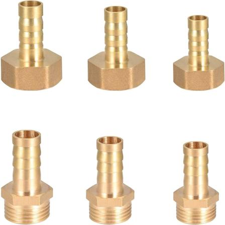 6st Hullingförsedd passande massiv mässingskontakt, han-/hongänga. Damm/pool/rör Slangadaptrar 8mm 10mm 12mm Till 1/2", utvändig gänga och invändig 