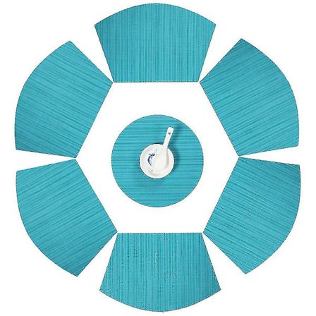 Bordsplaceringer Kileformede Placeringsmåtter Med Midtstykke Rund Måtte Bordmåtter Vaskbare, Sæt Af 7 Placeringsmåtter Til Spisning