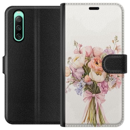 Kompatibelt Plånboksfodral till Sony Sony Xperia 10 IV Mobilskal med färgglad blombukett i romantisk stil