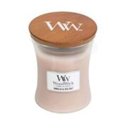 WoodWick Doftljus, Vanilla & Sea Salt, Medium Ljus ljusstakar