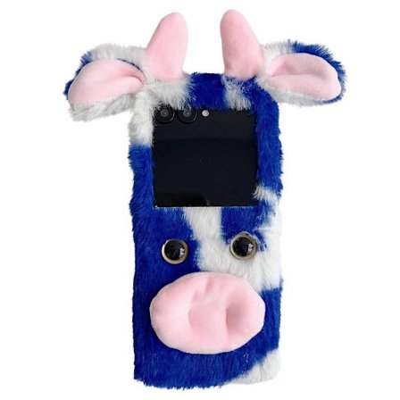 Til Motorola Razr 50 Ultra 5G Razr+ 2024 5G Cover Fluffy Sød Ko Vinter Plys Indre TPU Telefon Cover