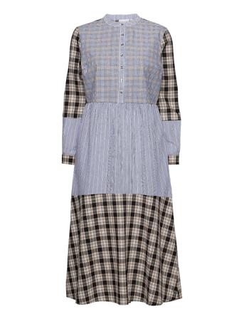 Long Dress W. Mixed Shirting Colors Patterned Coster Copenhagen