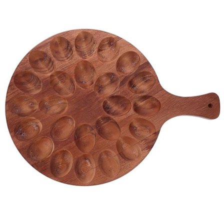 Eggbrett i tre med flere hull, eggfat i tre, dobbeltsidig dessertallerken{F2]