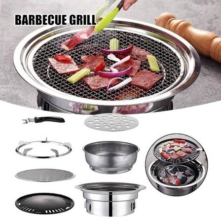 BBQ Kolgrill Bärbar Koreansk hushållsgrill Rund kolgrill Campinggrill Spis för utomhusbruk inomhus