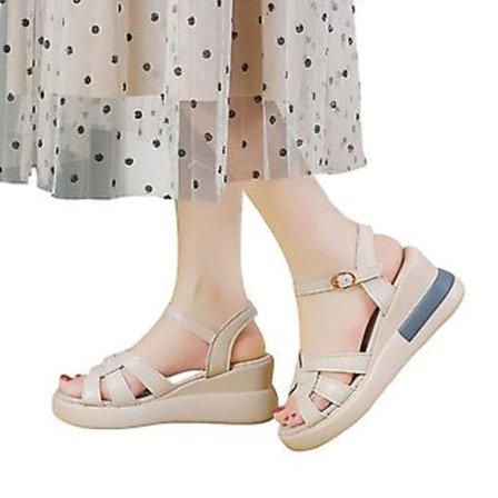 Naisten kesäiset kiilakorkosandaalit, PU-nahkaiset ulkoilukengät, sopivat retkeilyyn, sisäkäyttöön ja kävelyyn