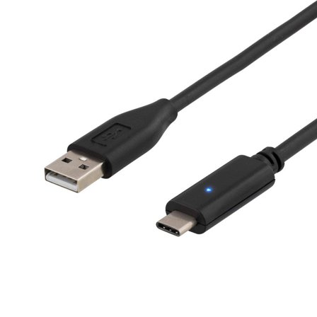 Deltaco USB-kabel - USB (hann) til USB-C (hann) - USB 2.0 - 25 cm - svart