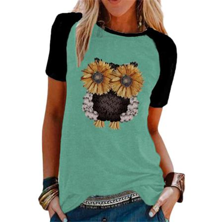 Kvinnor Solros Papegoja T-shirt Toppar Kortärmad Casual Blus