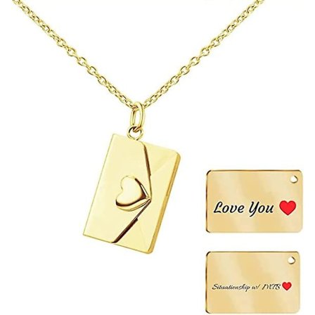 Halskæde med lås, Personlig kærlighedsbrev-konvolut-halskæde, Hjerte-låshalskæde Smykkegave til kvinder, piger, mor, ny på Amazon