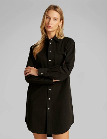 Calvin Klein Jeans Cotton Relaxed Shirt Dress - Black - XS