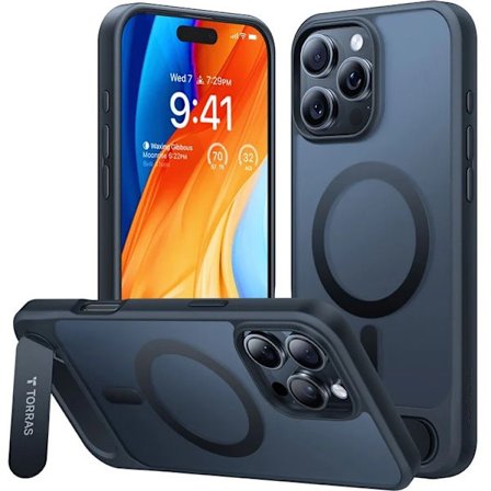 TORRAS Mobilskal till iPhone 16 Pro Magsafe Kickstand - Svart