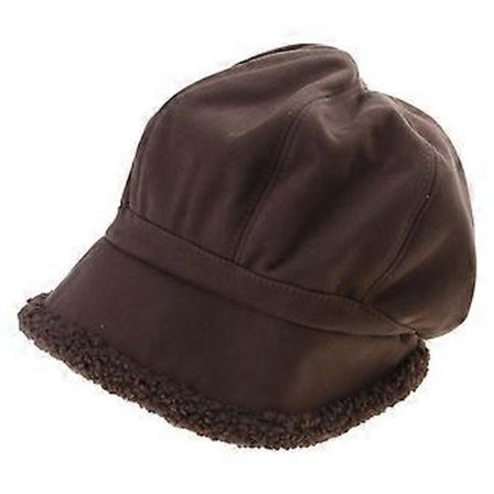 Tyk Plys Bucket Hat til Voksne Kvinder, Mode Ottekantet Hat, Fransk Stil Chaufførhat, Seje Piger Shelby Kasket til Vinter, Brun