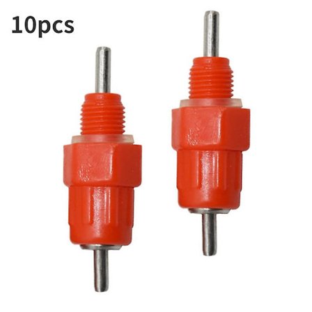 10 stk. Fjerkræ Kylling Nipple Drikkeautomat Drikkefontæne Rød Fjeder