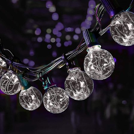 Solcelle-kulelysstreng 7,62m 25ft G40 pærer 25LEDer Patio